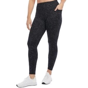 Danskin Petite High Rise Brushed 7/8 Leggings w Pockets Black Gray S